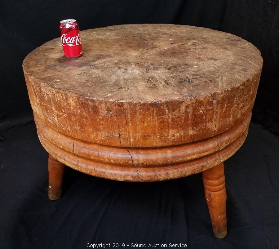 antique round butcher block