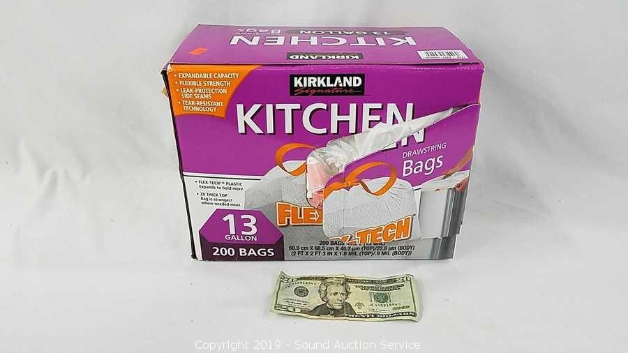 Kirkland Signature Flex-tech 13 Gallon Kitchen Trash Bags 200