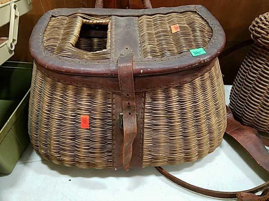 Vintage Wicker Fishing Creel Basket/picnic Woven Backpack 