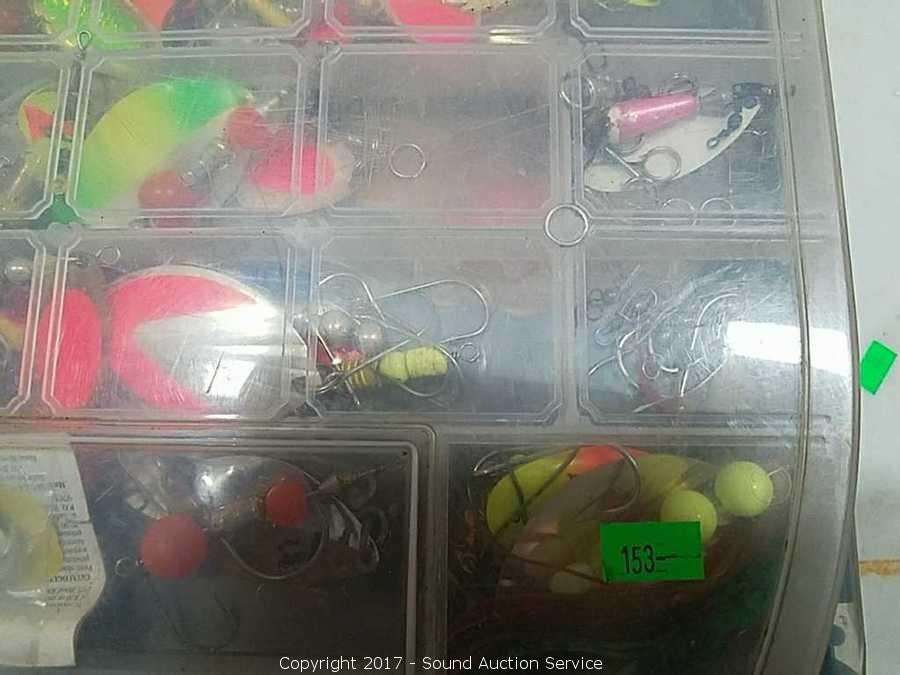 Sound Auction Service - Auction: Hawks Estate Auction Pt. 2 ITEM: Tacklebox  of Fishing Wooden Plugs, Lures & More