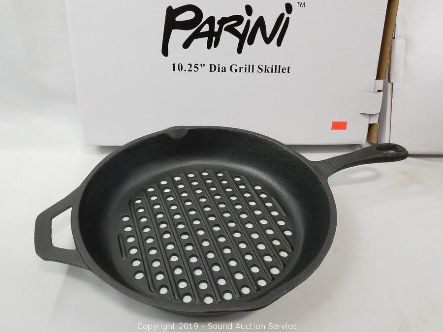 NEW Parini Grill Masters 10.25” Cast Iron Skillet Holes Outdoor