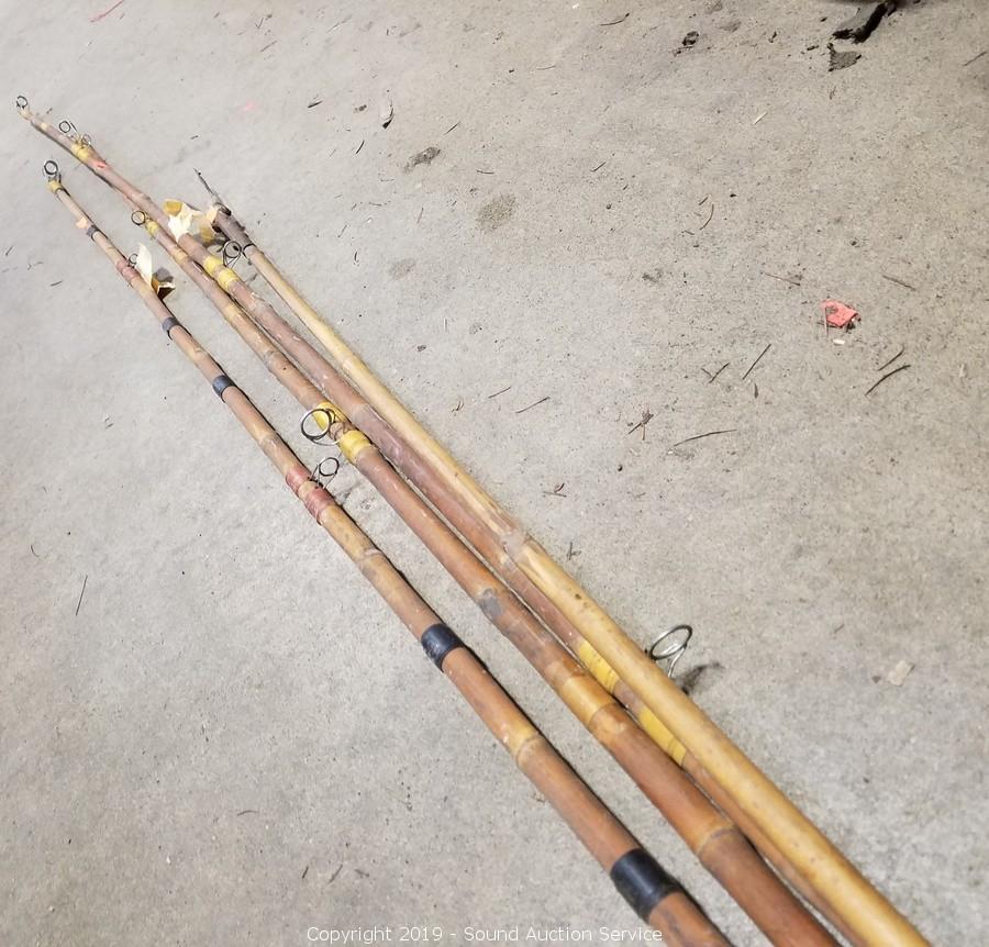Sound Auction Service - Auction: 04/23/19 Stablein & Others Estate Auction  ITEM: Primitive Bamboo Fishing Rods & Spear