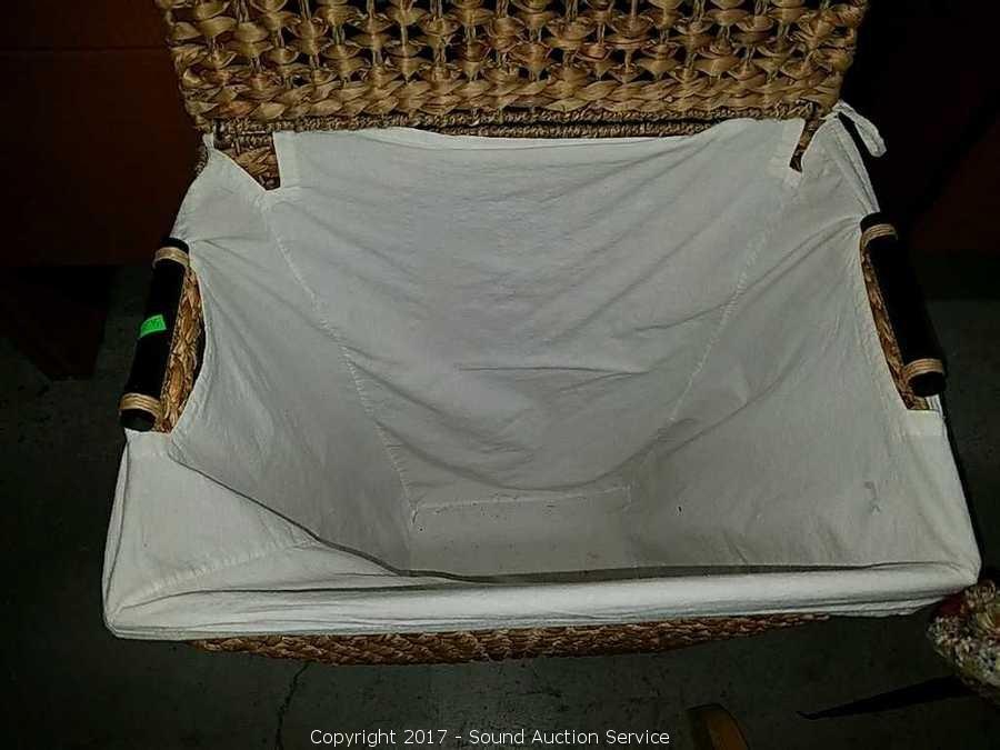 Sound Auction Service - Auction: Hawks Estate Auction Pt. 2 ITEM: Vintage  Wicker Woven & Leather Fishing Creel