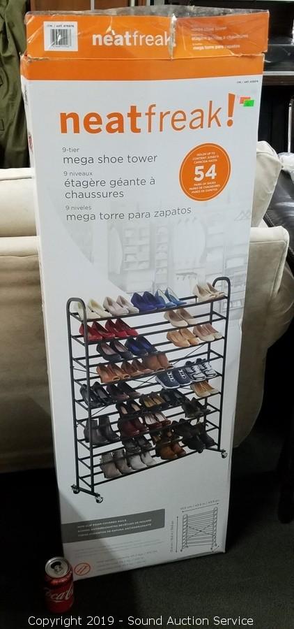 Neatfreak Rolling 9-Tier Mega 50 Pair Shoe Tower – Organize Outlet