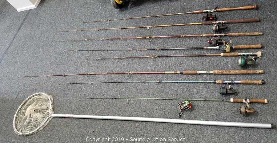 Sound Auction Service - Auction: 06/27/19 Severson, Weathers, Mackey &  Others Estate Auction ITEM: Collection of Vtg. Misc. Fishing Rods, Reels &  Net