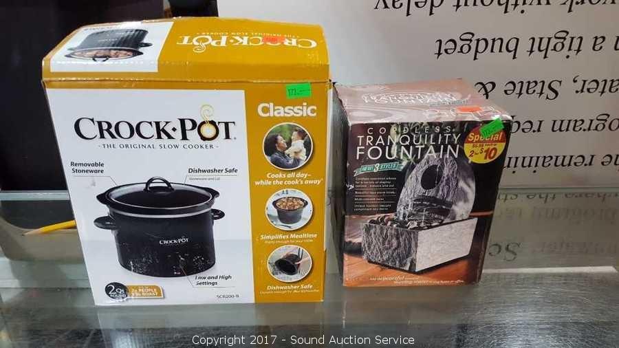 Sound Auction Service - Auction: 9/07/17 Anderson Estate Auction Pt.1 ITEM: 2QT  Crock Pot Slow Cooker & Tranquility Fountain