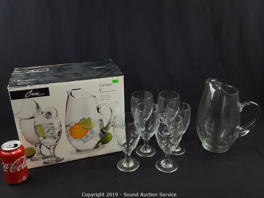 Libbey Carolina Entertaining Set with 6 Goblet Glasses and Pitcher