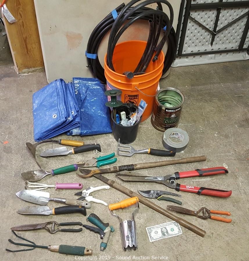 Sound Auction Service - Auction: 11/07/19 King, Kilkoff, Cramer & Others  Multi-Estate Auction ITEM: Gardening Tools, Tarp, Tubing & More