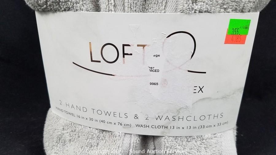 Loft By Loftex 2 Bath 2 Hand 4 Washcloth Towels Black White Diamond Tile NWT