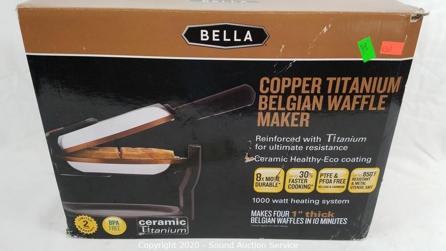 Bella Copper Titanium Belgian Waffle Maker Ceramic Healthy Eco Coating NEW